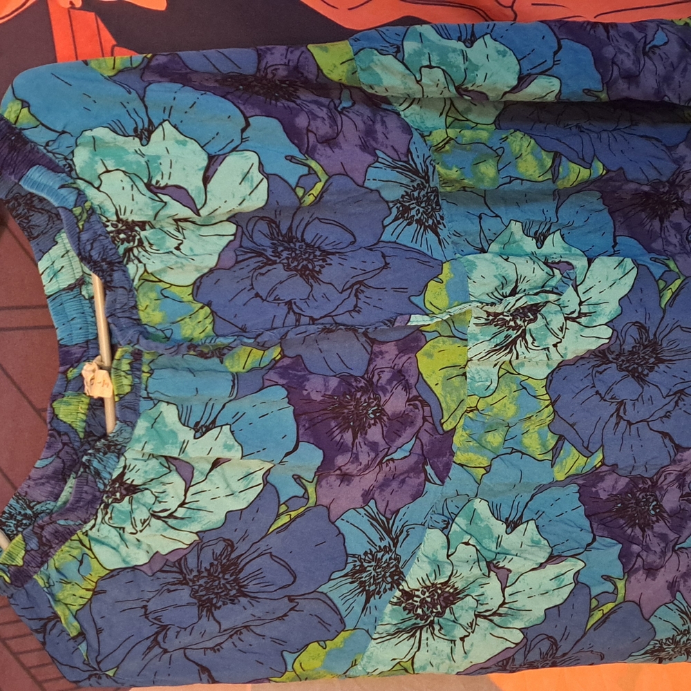 Vibrant Floral Skirt in Blue and Green